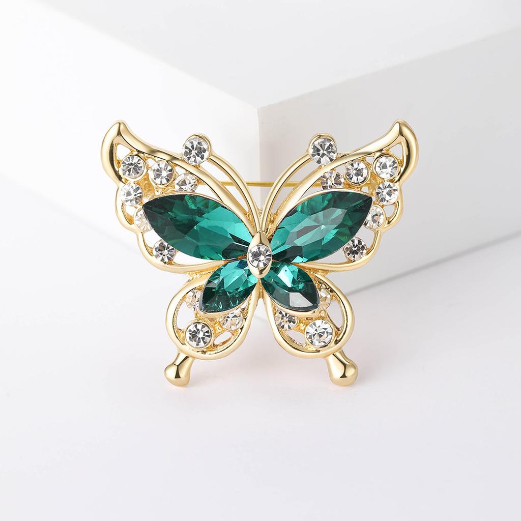 Wind Fashion Rhinestone Butterfly Brooch, Personalized Alloy Insect Pin Temperament Clothing Accessories
