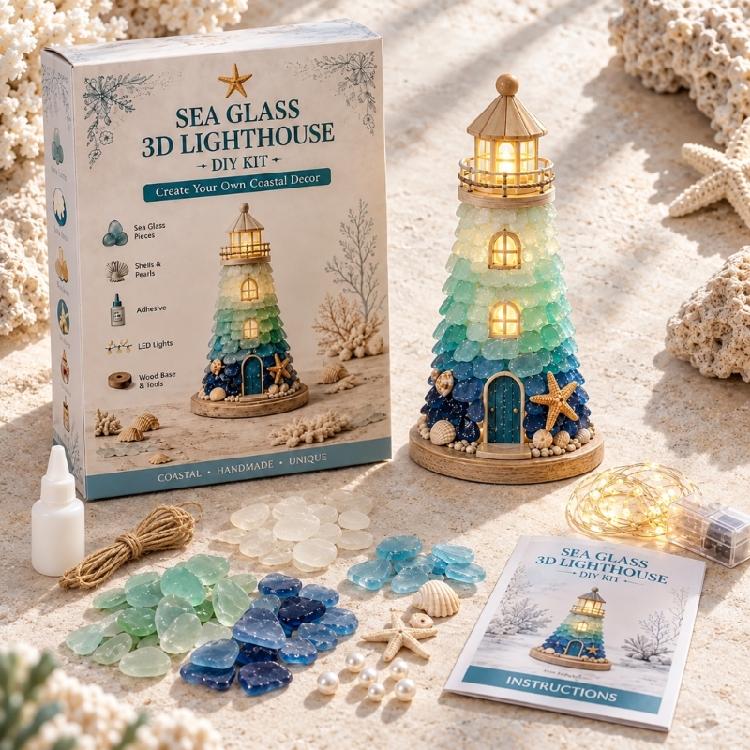 Standing Lighthouse Craft Set with Plastic Parts for Indoor Decoration, Handcrafts Assembly, and Handmade Gifting