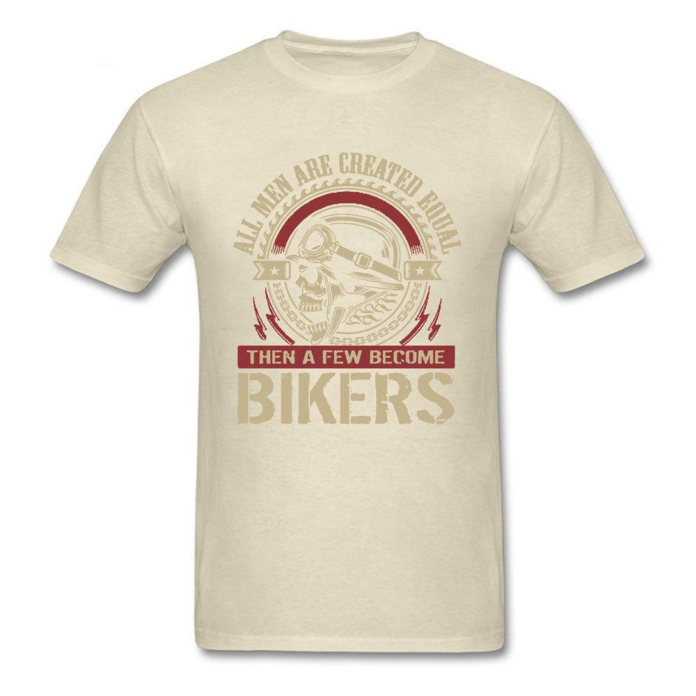 Vintage Motorcycle Skull Tshirt All Men Are Created Equal Then A Few Become Bikers Summer Motorbike Tops & Tees New