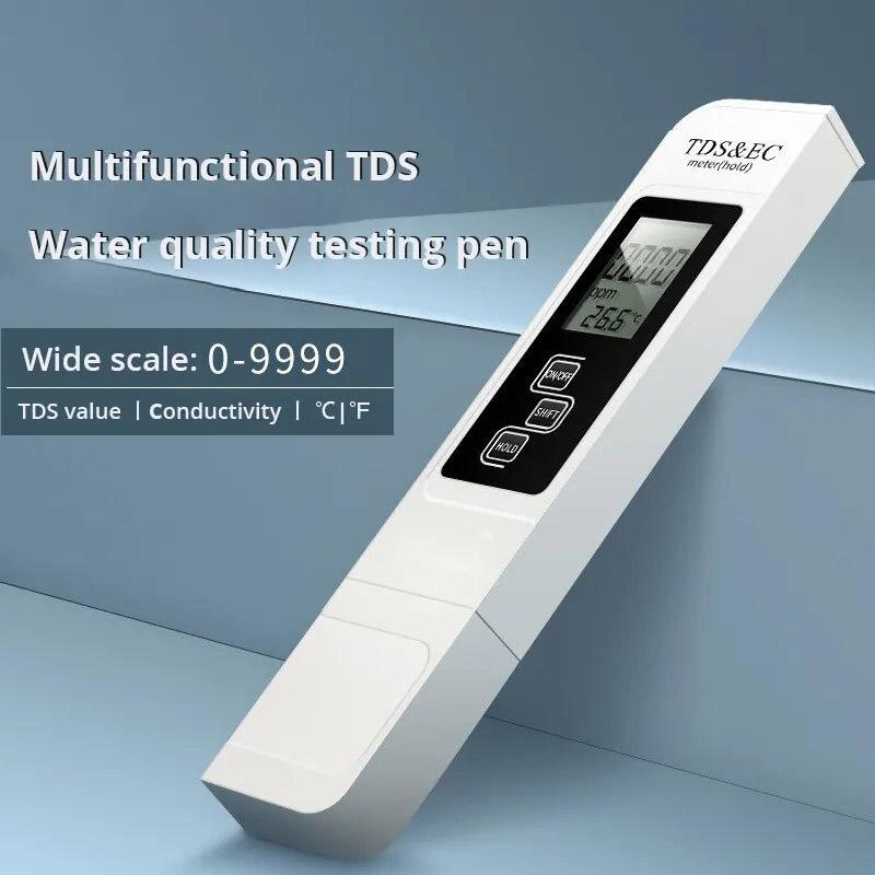 TDS Pen EC Conductivity Tester Household Water Quality Test Pen Large Screen Display Meter Range 0 To 9990 for Travel Outdoor
