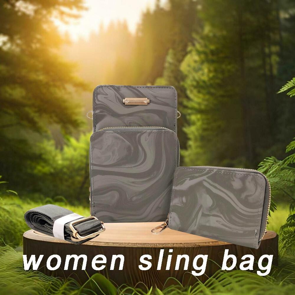 RSINC Damen Handy Umhängetasche 2 Fächer 3 Taschen & 4 Kartenfächer Dunkelgrau JL156682002262