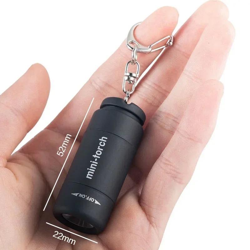 Pocket Keychain Flashlight Waterproof Outdoor Hiking Camping Mini FlashlightUSB Rechargeable LED Multifunctional Strong Light