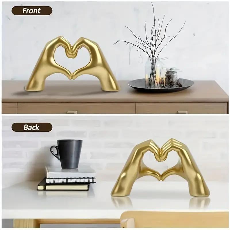 Statua Mano Cuore Resina Astratta Mano Amore Figurine Camera da Letto Casa Desktop Decorazione Matrimonio Regalo Anniversario per Moglie