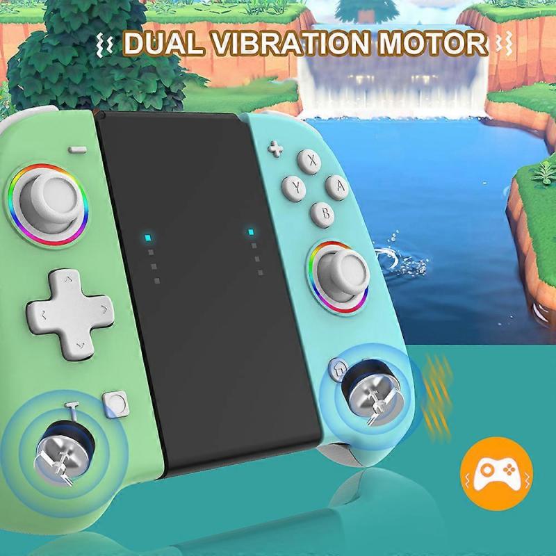 Wireless Joypad Controller L/R For Nintendo Switch / OLED Lite Automatic Wake-up Gamepad Joysticks Con Crossing Six-axis(Green)