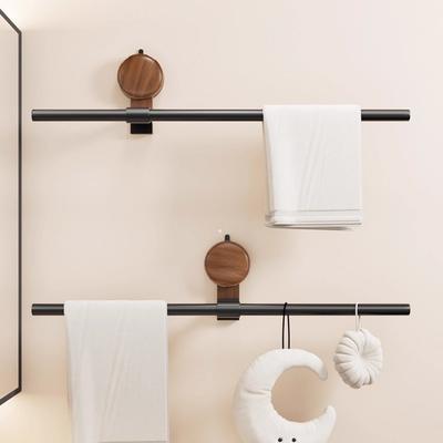 Bathroom Wood-grain Single-rod Towel Rack, Suction Cup Style, High-end Minimalist Towel Bar Storage Rack for Towels