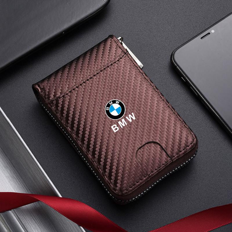 Car Carbon Fibre Leather Wallets Credit Card Bag Storage Purses For BMW iX3 iX F07 F48 F39 F34 F40 F45 F46 G30 G20 G32 E70 X1 X2 gjbf54