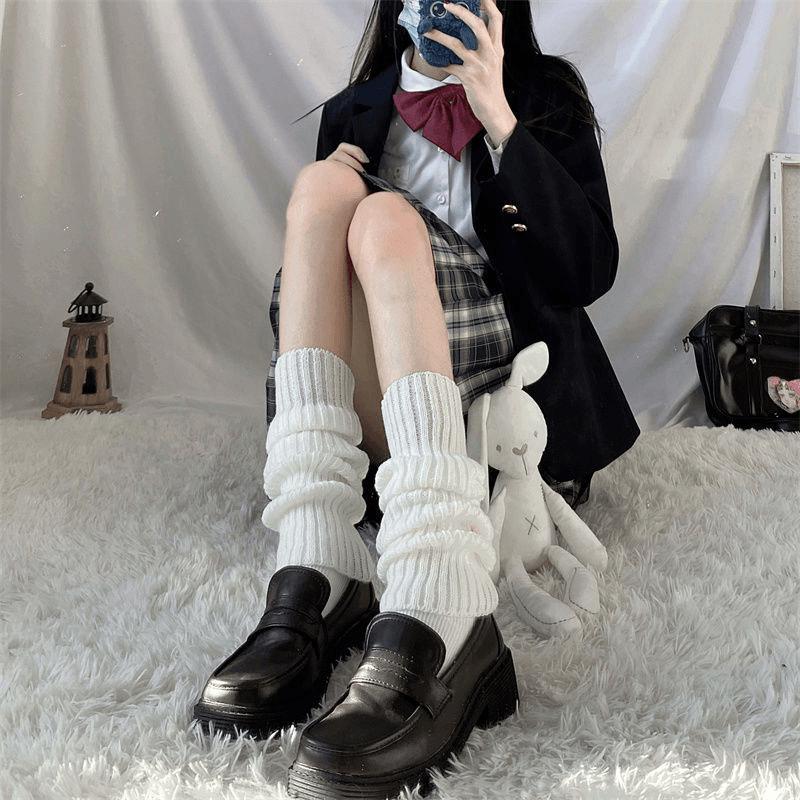 Japanese Lolita Knitted Calf Socks - Slimming Leg Covers, Shape-Enhancing JK Style