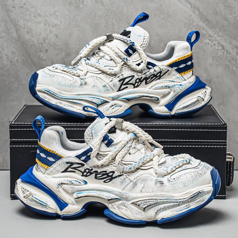 

Новые мужские модные повседневные низкие спортивные туфли для студентов с толстой подошвой, удобные кроссовки для мальчиков, классические дышащие баскетбольные туфли 44 синий/белый