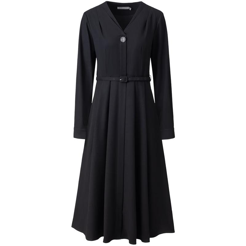 

Женское осеннее платье GIOVANNI VALENTINO с длинным рукавом, V-образным вырезом и А-силуэтом