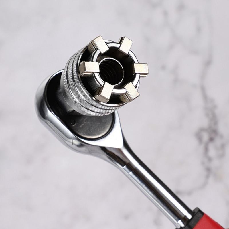 652F Heavy Duty 72 Tooth Ratcheting Wrench Adjustable Socket Spanner 10-19mm Ranging 3/8" Drive Workshop Tool for Mechanics