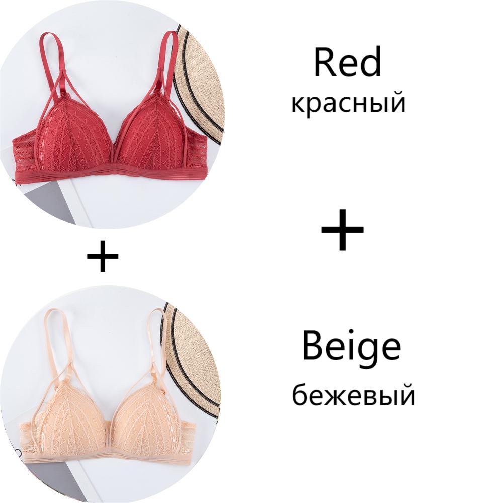 2 Pc Sexy Cross Straps Lace Bra Elastic Band Lining Thin Strap Lace Up Bra Push Up Bra Cropped Top Pajama Bra