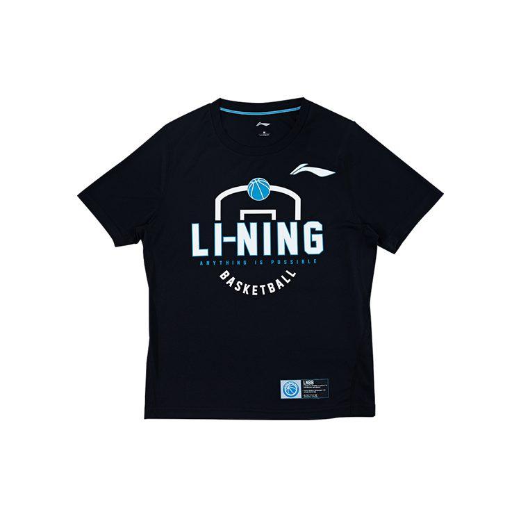 Li Ning T Shirts Men's Black Crew Neck Moderate Straight Fit ATSQ483-1
