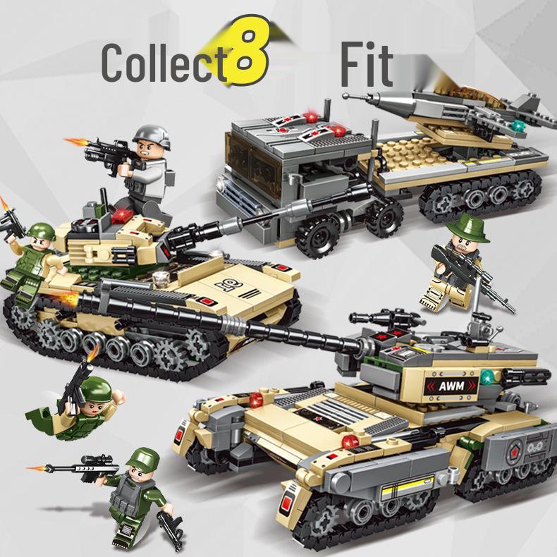 Stavebnice obrněného vozidla kompatibilní s Lego - Sestavení tanku, Perfektní dárek pro kluky, Dodávka po jednom kuse (Model 41036)
