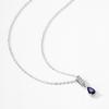Rhodium Plated Women's Trendy Link Chain S925 Sterling Silver Sapphire Blue Water Drop Zircon Pendant Necklace
