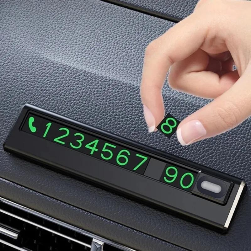 Beautiful ABS Phone Number Plate Black White 5 Sets of Numbers Plates Fluorescence Temporary Parking Plate
