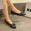 Spring and Summer Fashionable Metal Decorated Elegant and Comfortable Casual Mid-heeled Women's Shoes Chaussure Femme