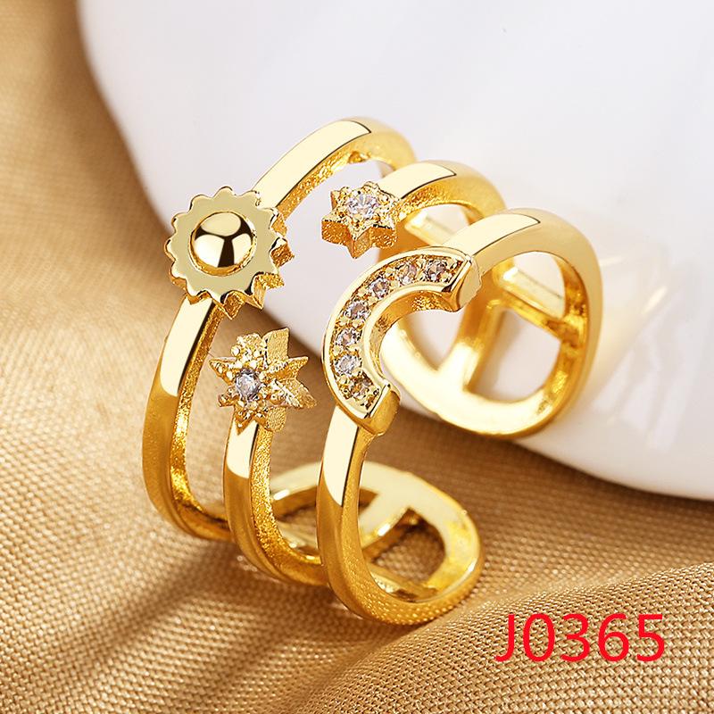 2026 18K Gold Plated Ring Women's Vintage Diamond Ins Simple French Light Luxury Index Finger Geometric Opening Irregular Ring Trend