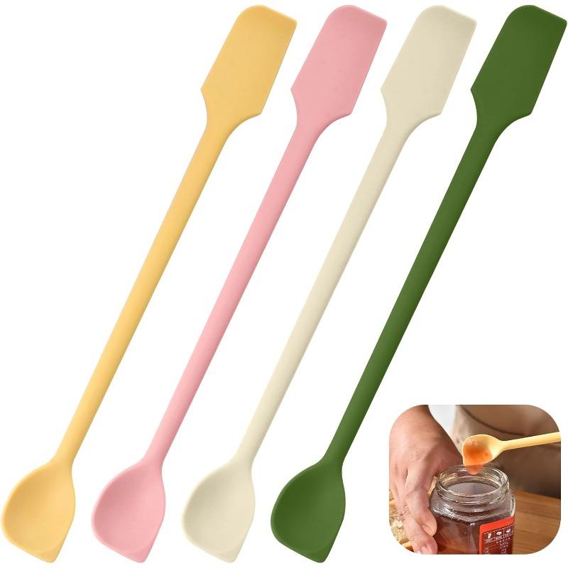 Mini Silicone Spatulas, Multifunctional Small Scrapers for Kitchen, Cosmetics & Jars, Reusable Stirrer for Jam, Lotion, Narrow & Thin Bottles,Colorful