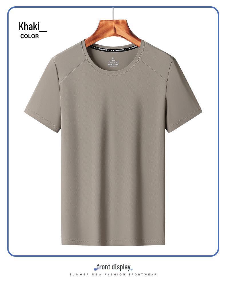 Men's Quick-Dry Ice Silk Short Sleeve Tee - Lightweight, Loose Fit, Plus Size Casual Sportswear