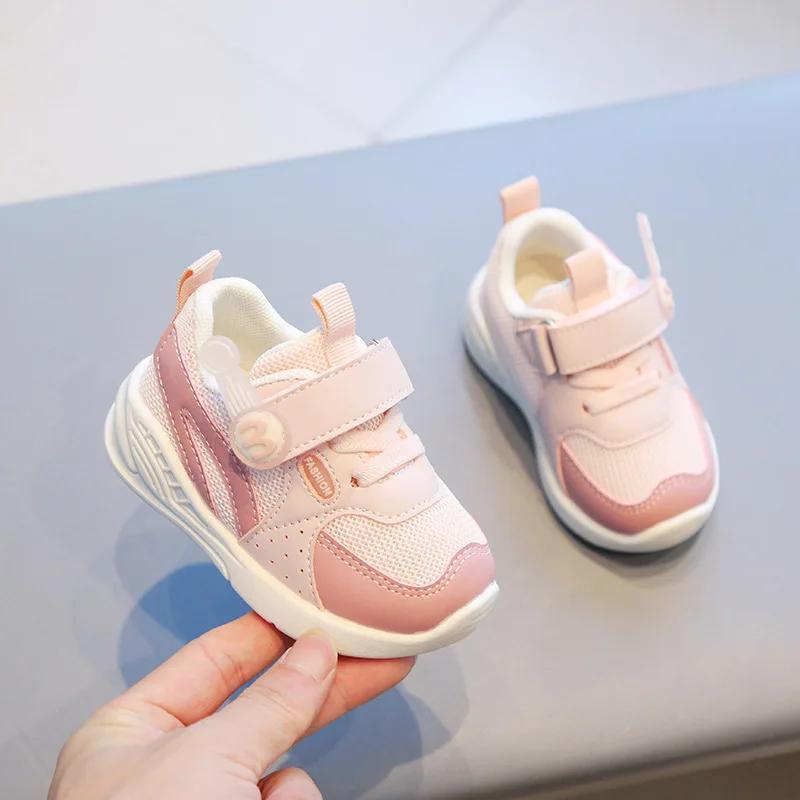 

Baby Shoes Soft Breathable Toddler Sneakers Spring Autumn Infant Shoes Baby Boy Girl Casual Sport Shoes Outdoor Walking Shoes CN18 insole 12.5 cm розовый