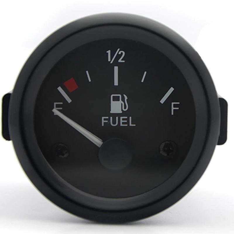 2" 52mm Fuel Level Gauge Car Meter with Fuel Float Sensor White LED Light Black Rim Automotive Gauges 12V