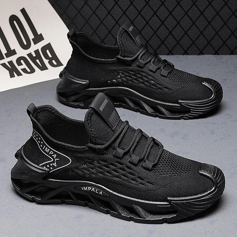 

Spring Summer New Men Casual Sport Shoes Breathable Knit Sneaker Cool Lace-up Athletic Shoes 44