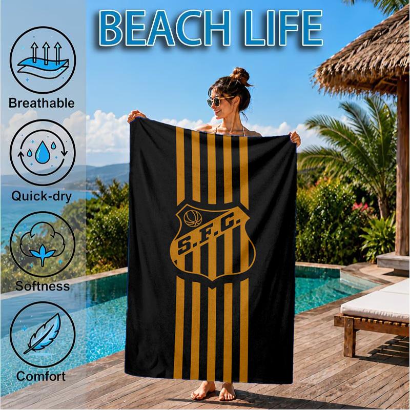 Powerful Football Crest Design Printed Microfiber Beach Towel, Soft And Absorbent, Quick-Dry, Ideal for Summer Travel, Beach Essential, Swimming Pool