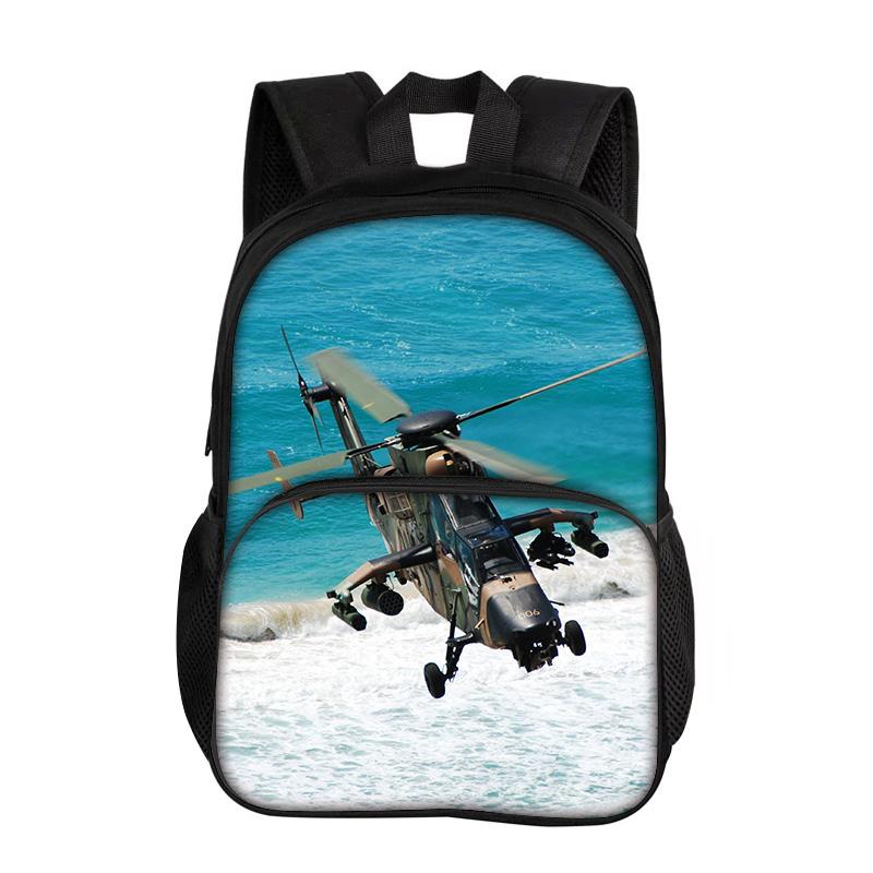 Helicopter Large Capacity Lightweight Round Front Bag Backpack New Mechanical Print Best Gift for Boys and Girls In School