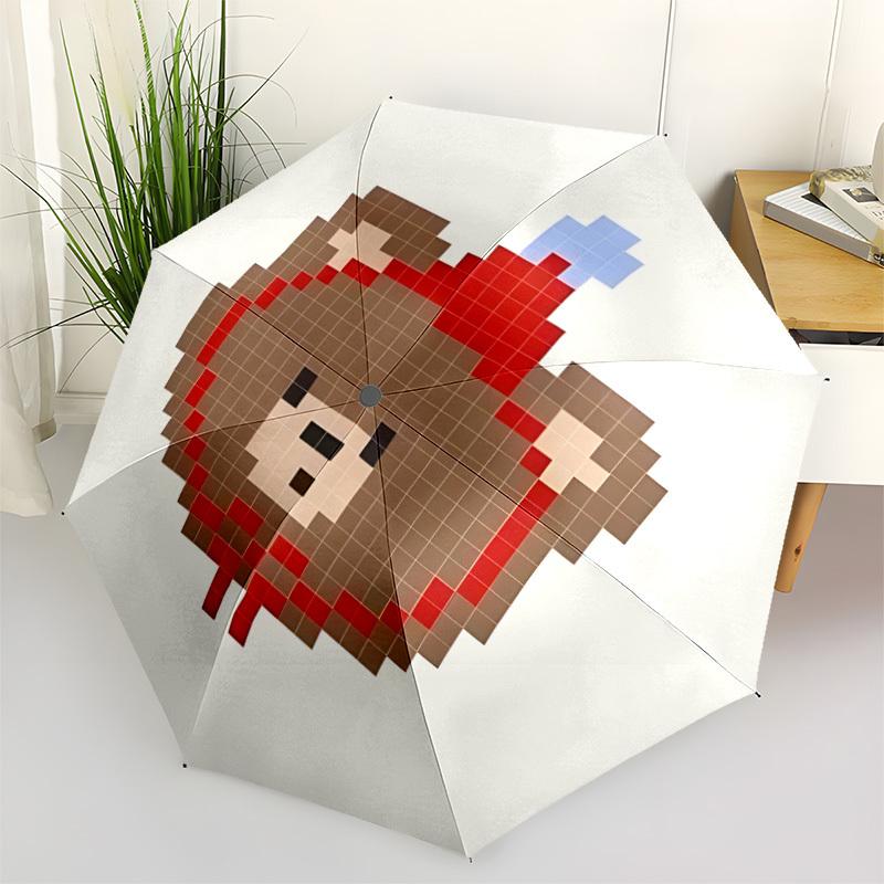 1pc Pixel Bear Automatic Open/Close Umbrella, Portable Folding Umbrella, Compact Travel Umbrella For, Birthday/Christmas Gift 5007