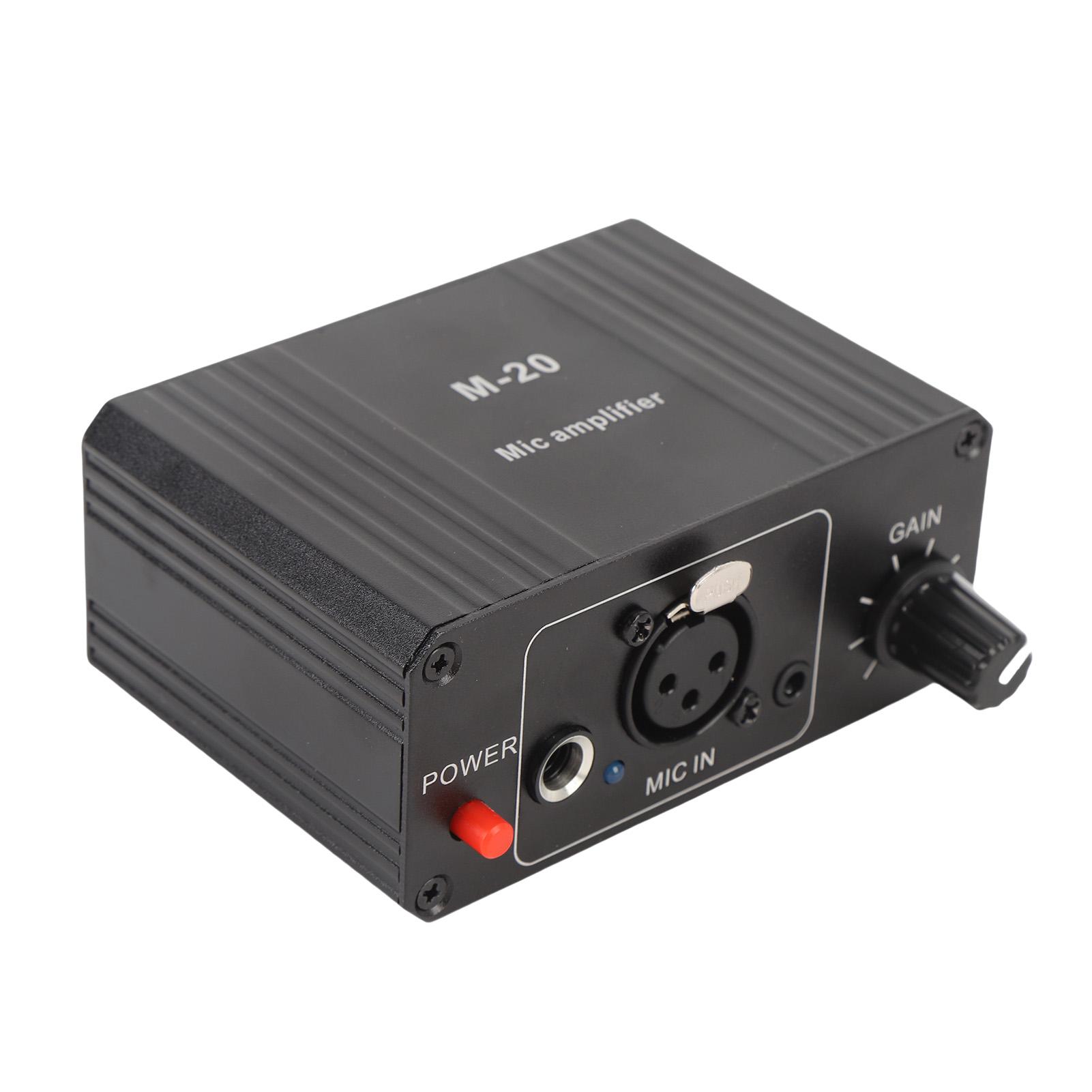 

Microphone Preamp 48V XLR Output High Gain Low Noise Black Metal Housing Dynamic and Condenser Mic