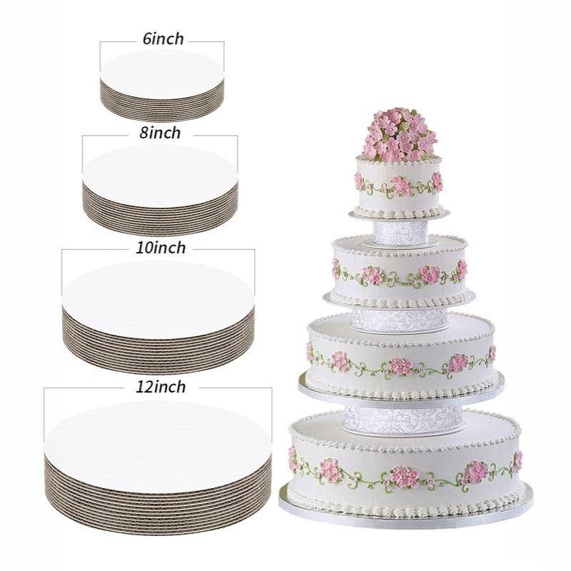 10Pcs 15/20/25/30Cm Round Cake Boards Circle Cardboard Base Cupcake Dessert Tray Birthday Party Cake Decorating Supplie