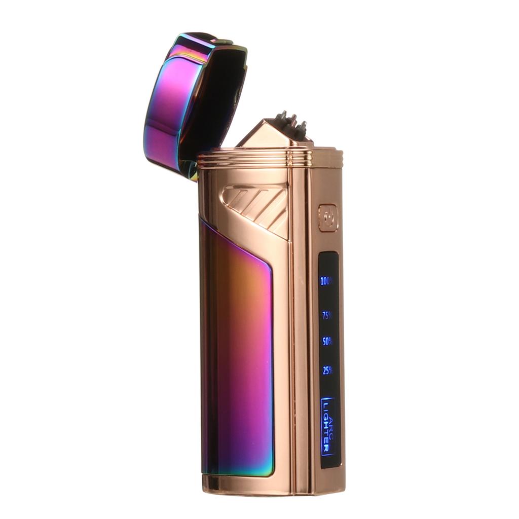 Accendino Elettrico Al Plasma Ricaricabile USB – Doppio Arco Antivento Con Indicatore Batteria (Oro)