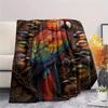 1PC Woodcarved Wildlife Art Print FlAannel Blanket, High quality Comfortable for All Seasons, Home Decor, Warmth and Comfort