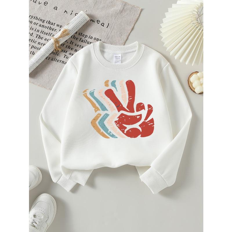 Kids Sweatshirt ,Vibrant Handprint Art Sweatshirt , Featuring a Crew Neck Design Perfect for Autumn And Winter