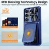 Mit Kartenhalter, Schiebefach für die Kamera und Ständer für Samsung Galaxy S26 Ultra Handyhülle, Anti-Fall PC+TPU Wallet Hülle - Blau