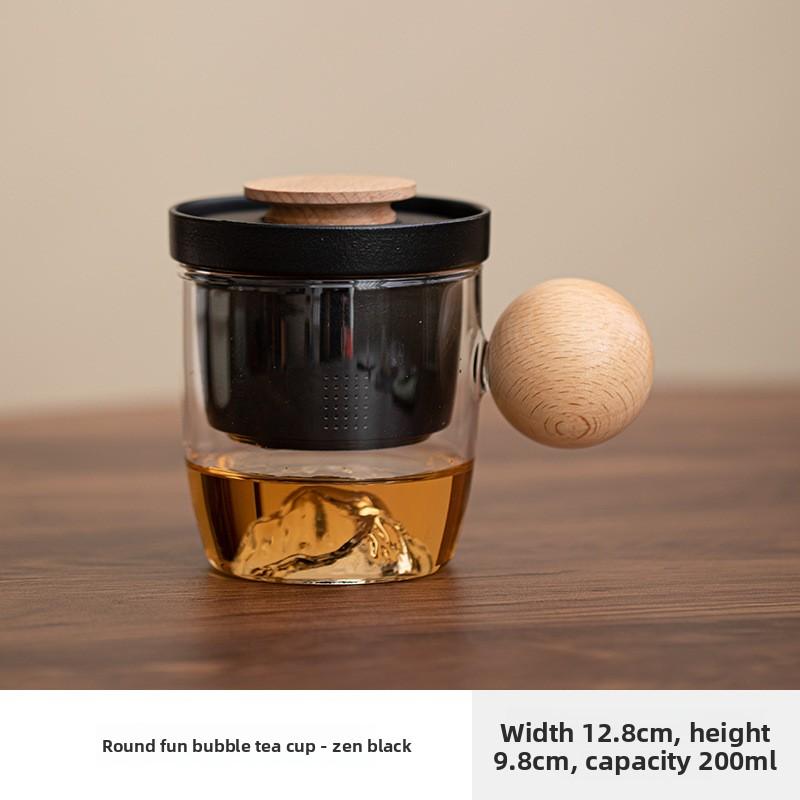 Ceramic Office Mug with Lid Tea Infuser 3pcs Set Glass Cup Business Gift 200ml
