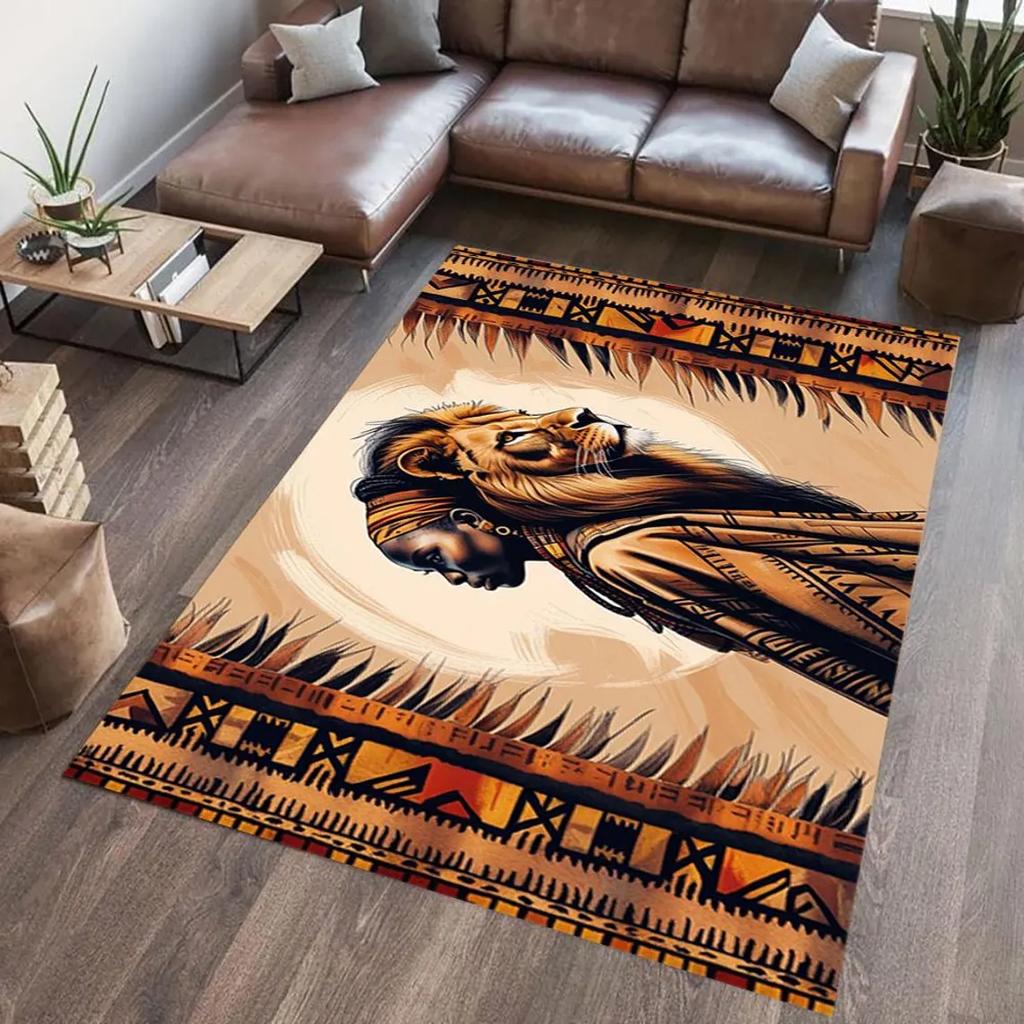 Vintage Tribal Washable Rugs for Living Room Bedroom Non Slip Accent Floor Mat Print Rug Indoor Carpet Dining Room Playroom