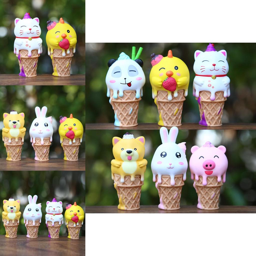 Adorable Ice Cream Animal Toy Models Charming Shiba Inu Rabbit Panda For Car Decoration