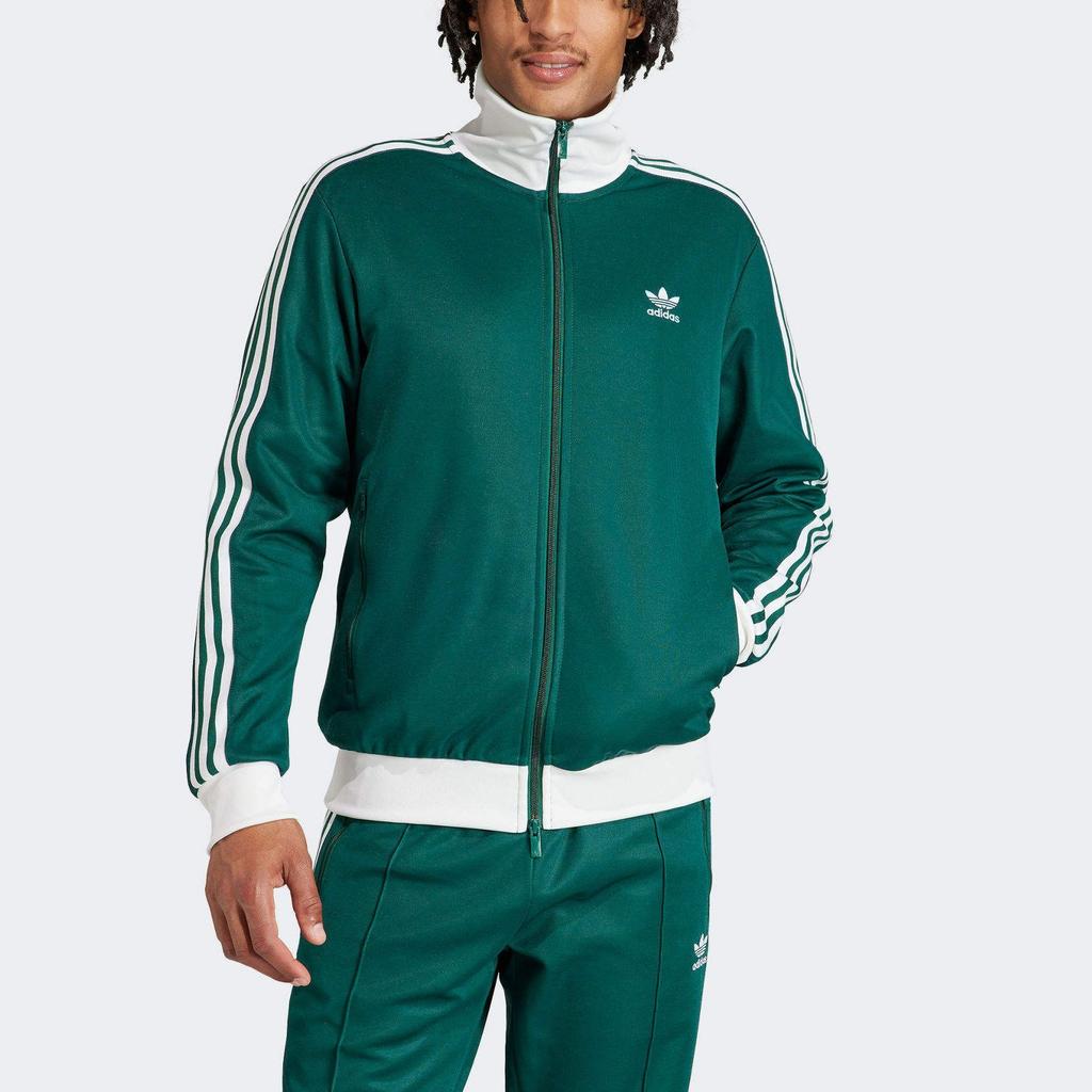 Adidas Originals Adicolor Classics Beckenbauer Striped Stand Collar Zip-Up Fitted Jacket Men Jackets Green IP0417