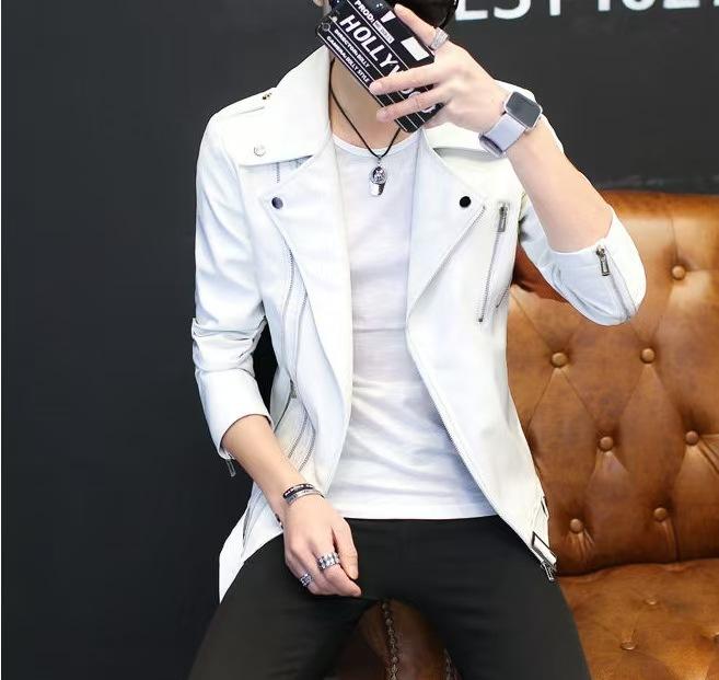 Men's coat spring and autumn trendy brand handsome leather jacket new popular large size men's leather jacket casual and versatile
