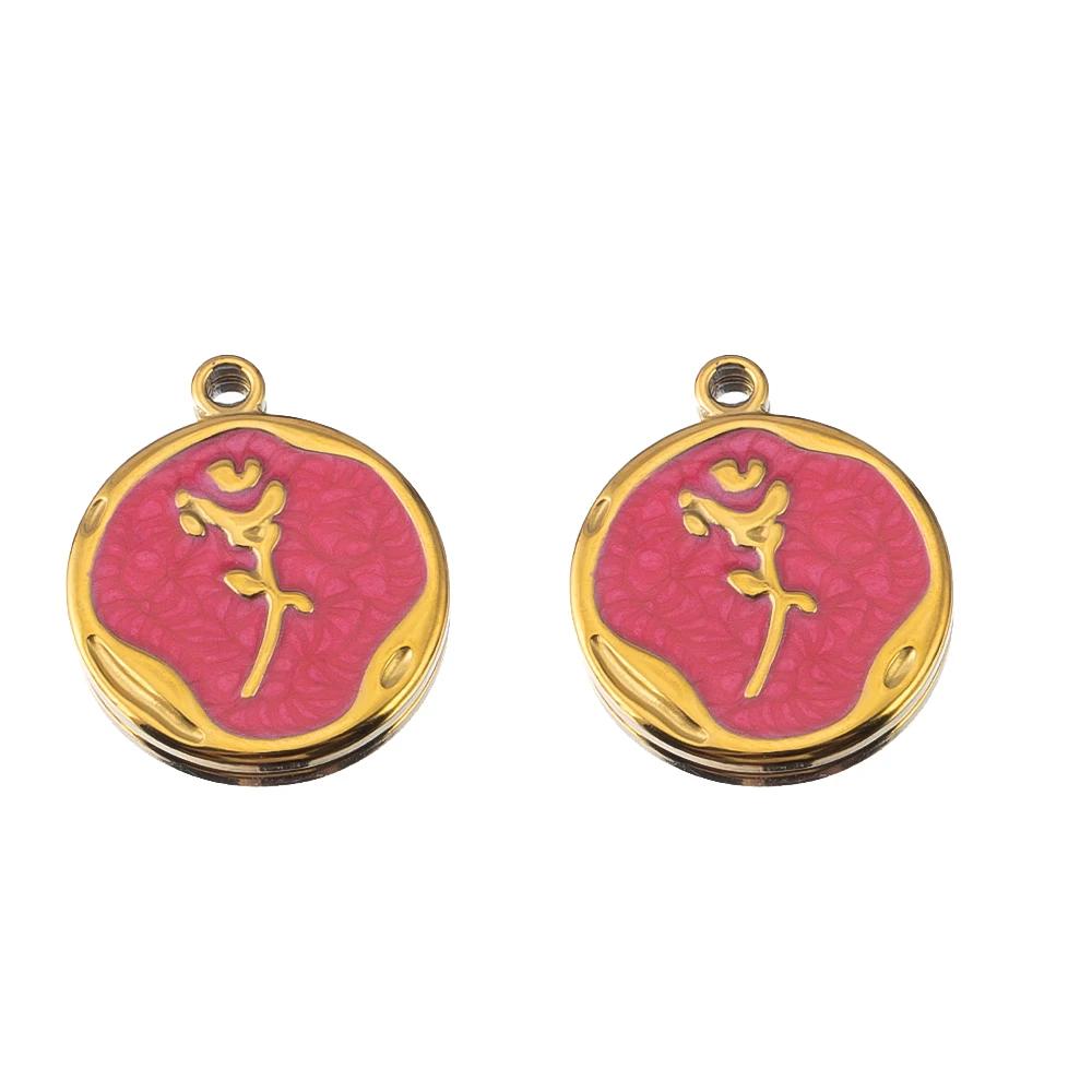 2pcs Stainless Steel Irregular Red Necklace Charms Gold Plated Imitation Pearl Earrings Component DIY Necklaces Jewelry Findings