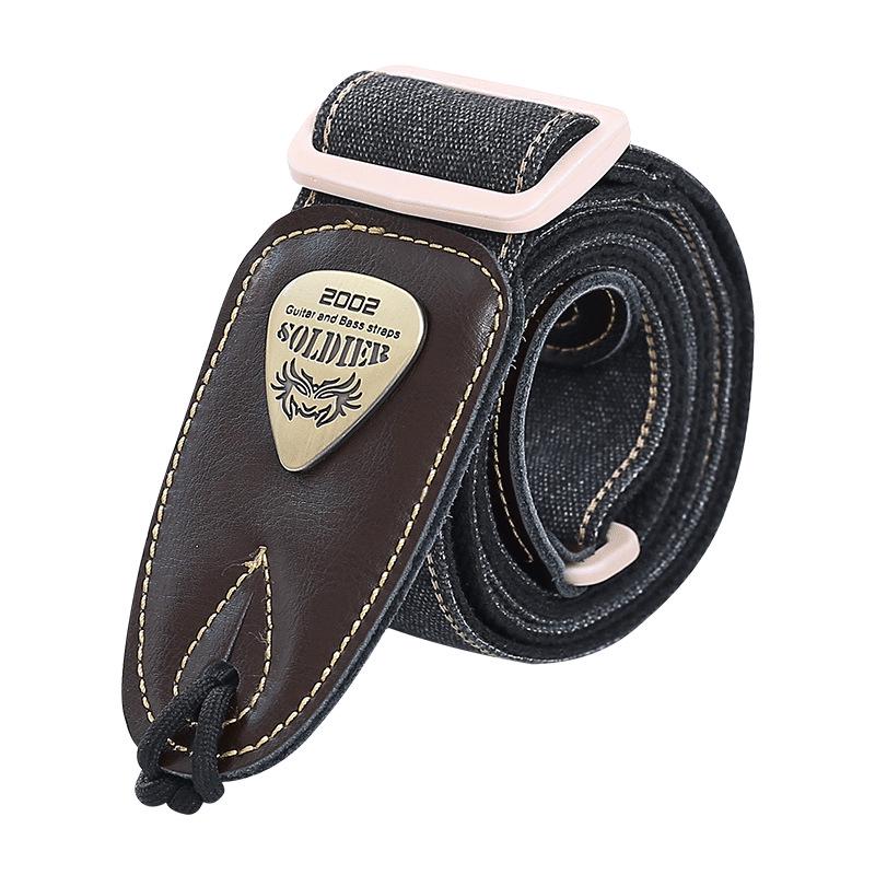 Perseus Soldier Guitar Strap: Genuine Leather, Wide Shoulder Design for Acoustic, Electric Guitar & Bass