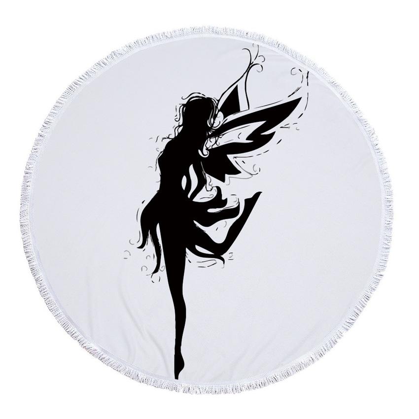 Летнее круглое пляжное полотенце из микрофибры с принтом крыльев Купидона — фото 8