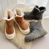 3522 autumn and winter snow boots men's and women's leather outdoor velvet thermal shoes heightened thick-soled winter high-top cotton shoes
