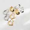 Vintage Metal Smooth Oval Irregular Stud Earrings for Women Fashion Gold Color Hollow Geometric Chic Earrings Design Jewelry