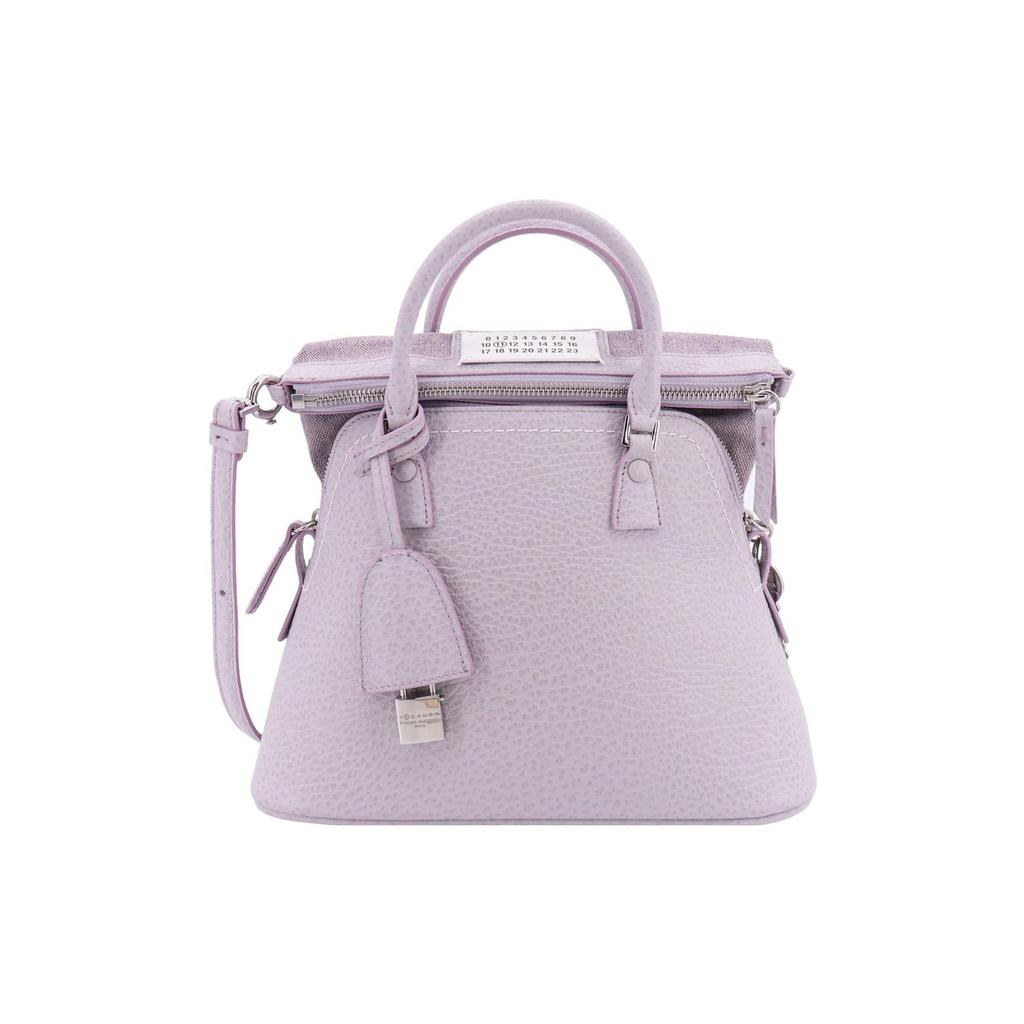 Maison Margiela 5AC Logo Number Patch Metal Zipper Closure Leather Handbag Women Handbags Purple S56WG0082P4455T5166