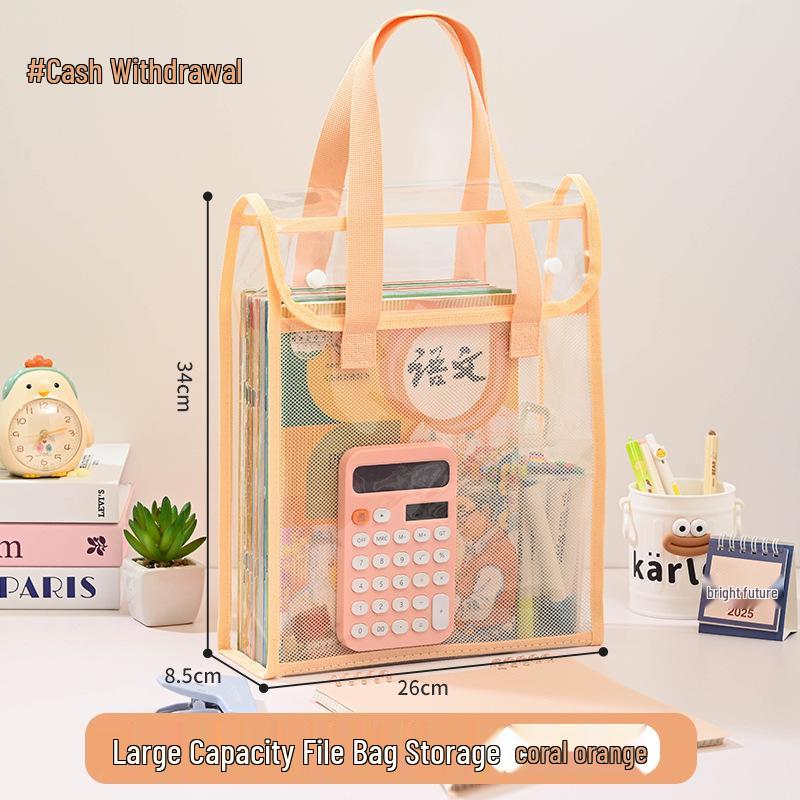 Large Capacity Handheld PVC Document Bag for Students