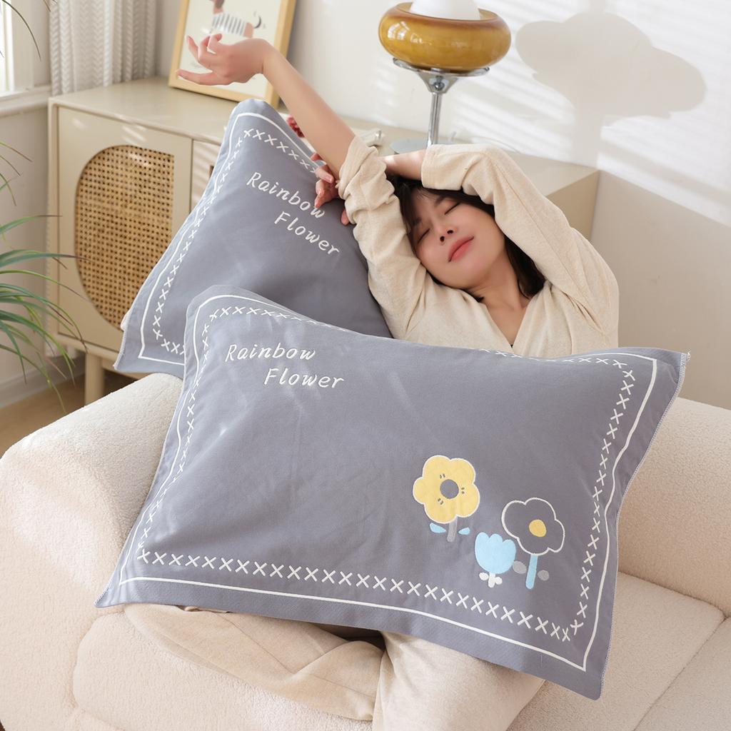 A Pair of Pure Cotton Gauze Pillow Towels, New High-density Soft Adult Cover Towels, Cotton Non-slip and Breathable Household