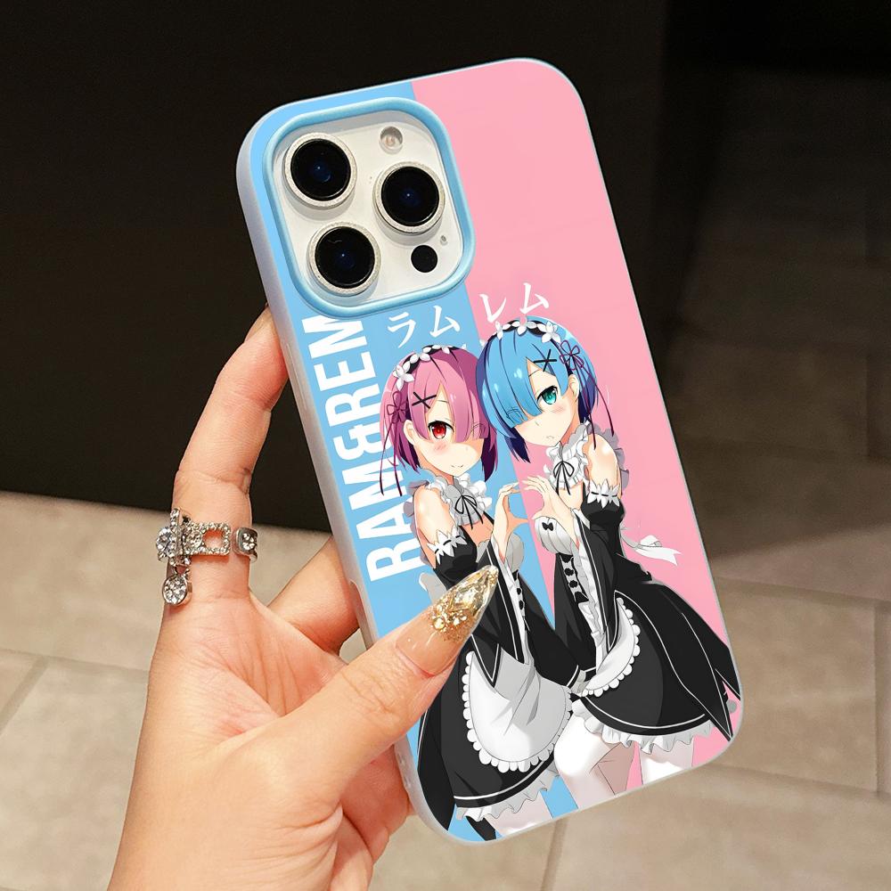ReZero Rem Ram Jelly Double layer Light Blue Mobile Phone Case for iPhone 17 16 15 14 13 12 11 Air Pro Max Plus Protective