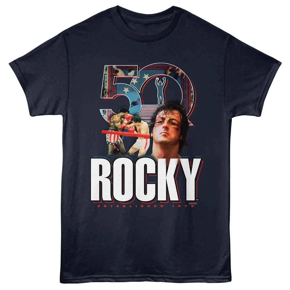 Rocky - 50th Anniversary Image Inlay - Solid Short Sleeve Children's T-shirt - Navy